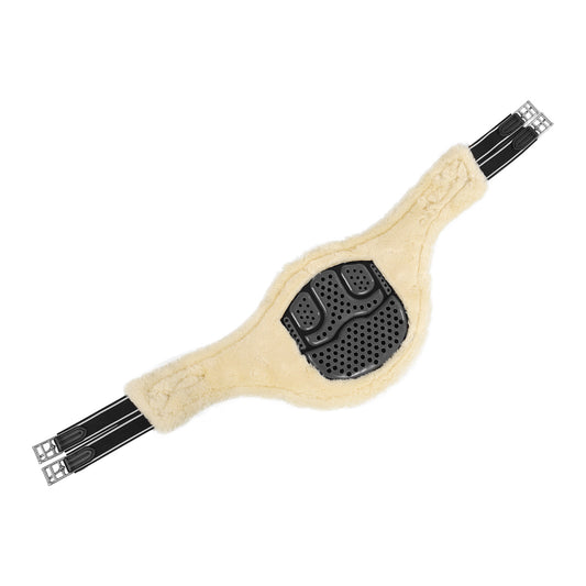 Acavallo Sadelgjord Hopp med Magplatta, Classic Gel & Avtagbart Syntetiskt Fårskinn, Svart