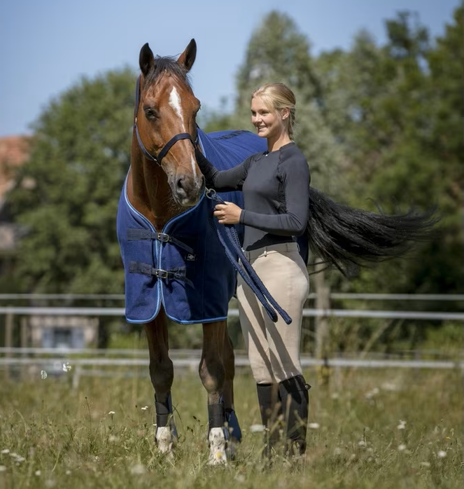 RIDING WORLD - Fleecetäcke Basic m kryssgjordar 135cm - 145cm
