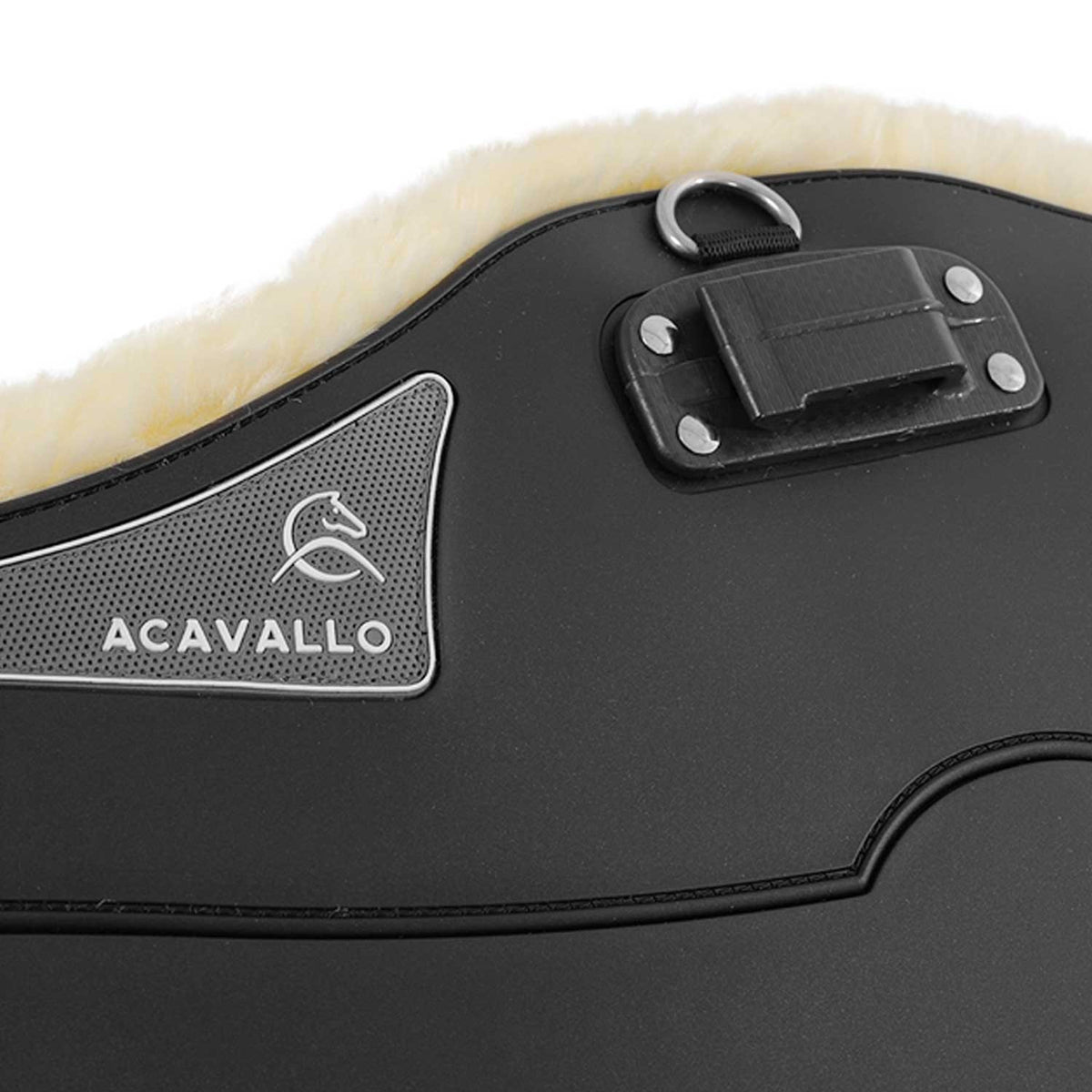 Acavallo Sadelgjord Hopp med Magplatta, Classic Gel &  Avtagbart Syntetiskt Fårskinn, Svart