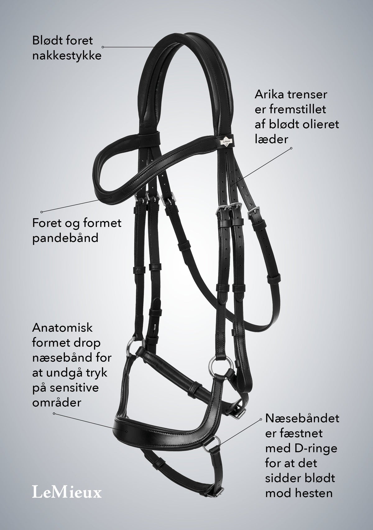 LM Arika Drop Bridle Brun/Sølv