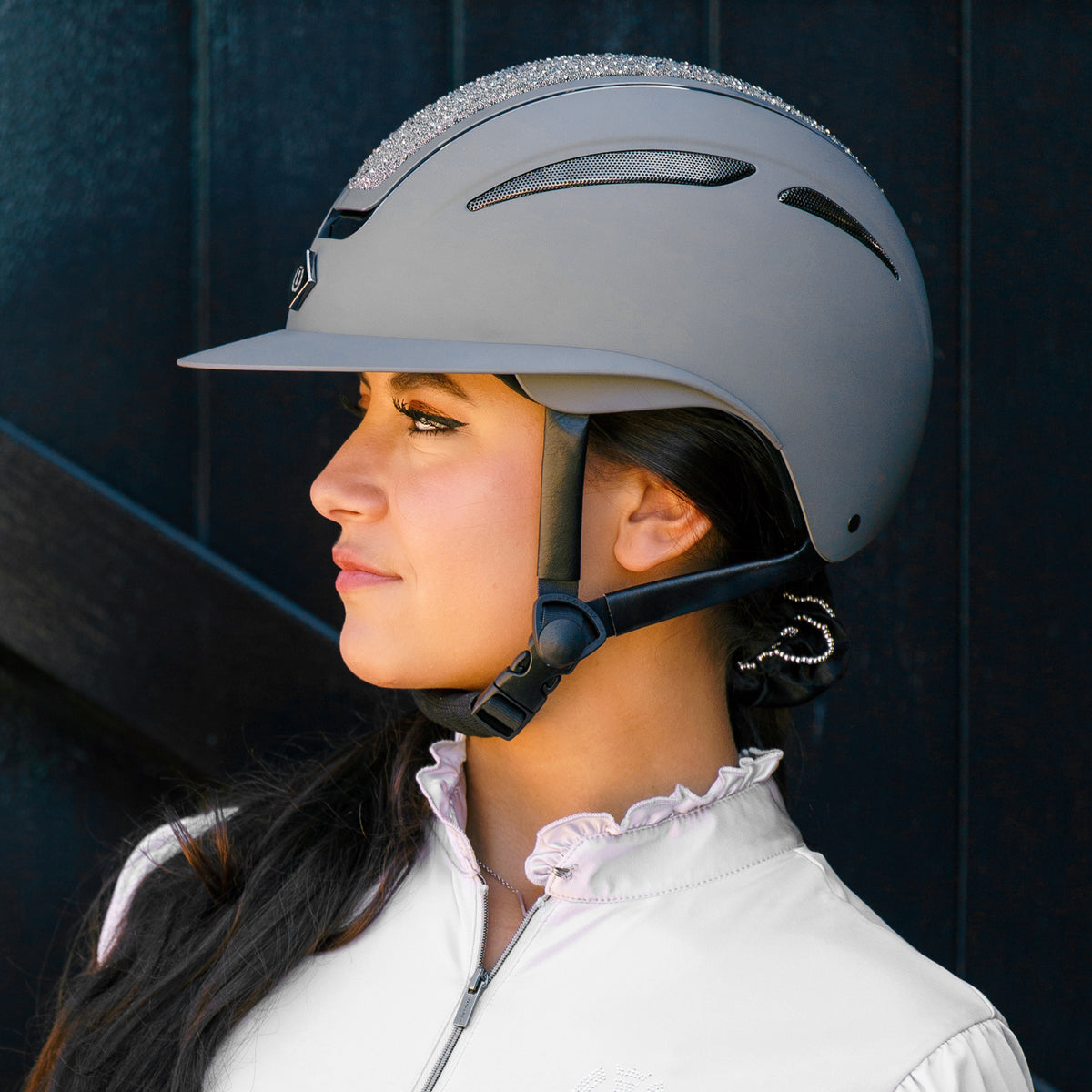 Imperial Riding Ridhjälm IRHOlania Deluxe , Stor skärm, Grå/Glitter
