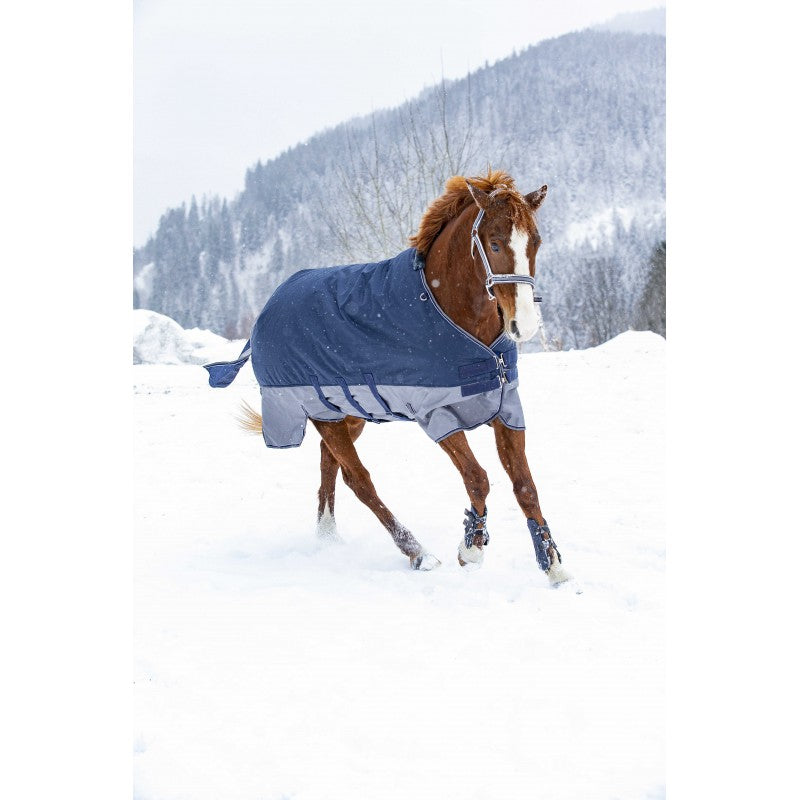 EQUITHÈME TYREX 600D Utetäcke Med Magplatta, Navy/Grå 300g, st 125cm